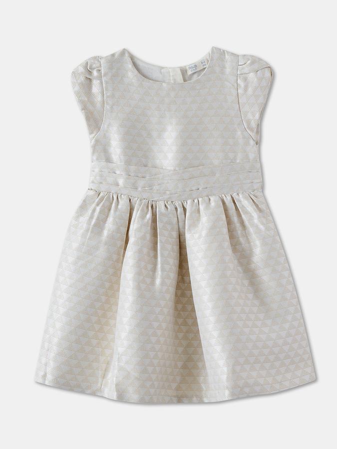 Girls Checked Short Sleeve Round Neck Regular Dress