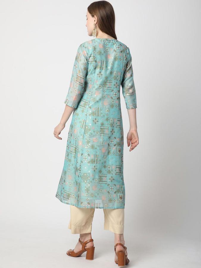 Women Viscose Regular Fit Round Neck Embroidered Kurta