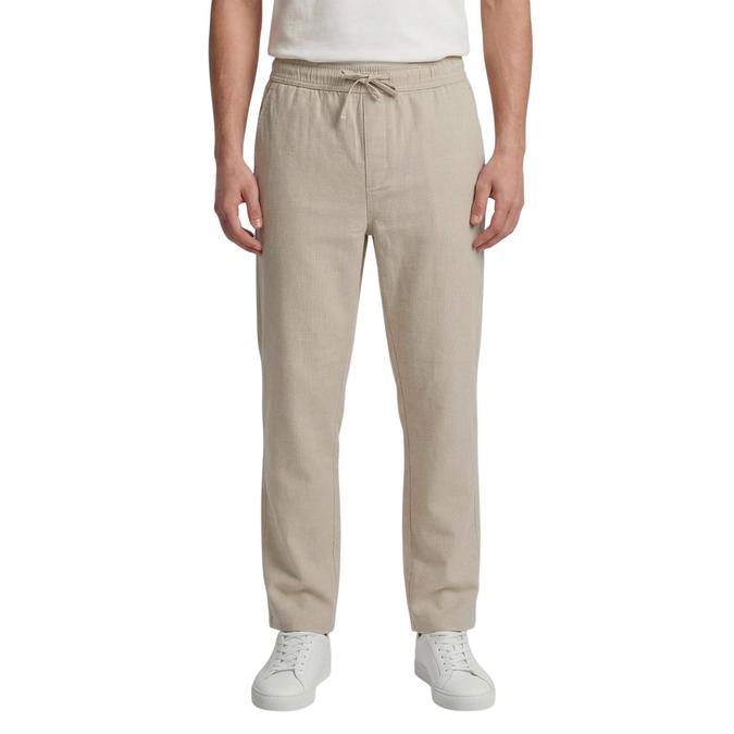 R&B Beige Solid Men Regular Fit Trousers