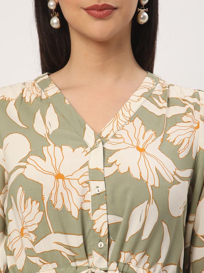 Women Floral Print V-Neck Dress image number 3