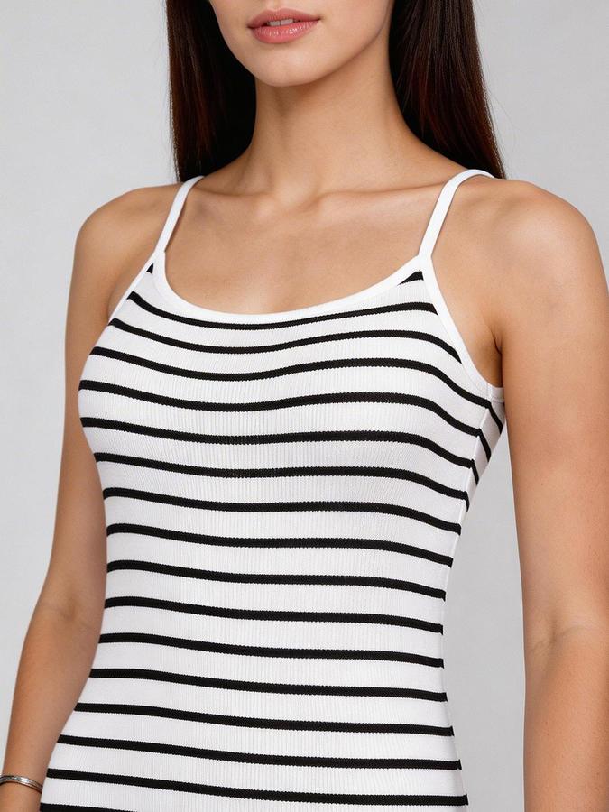 R&B White Stripes Women Fitted Dress