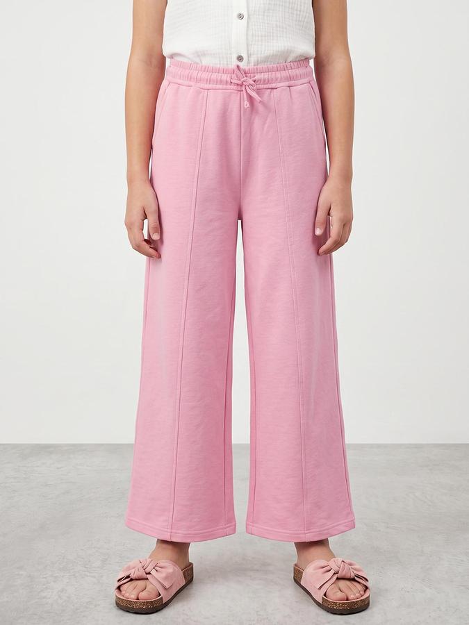 R&B Girls Pink Textured Elasticated waist Pant