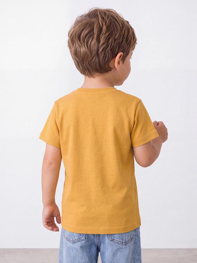 R&B Boys Mustard Short Sleeve Round Neck Football Graphic T-Shirt