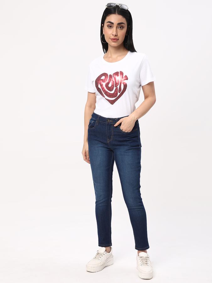 Women Cotton Regular Fit Crew Neck Graphic T-shirt