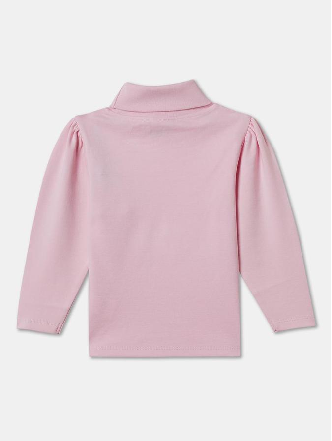 R&B Girls Pink Long Sleeves Printed Top