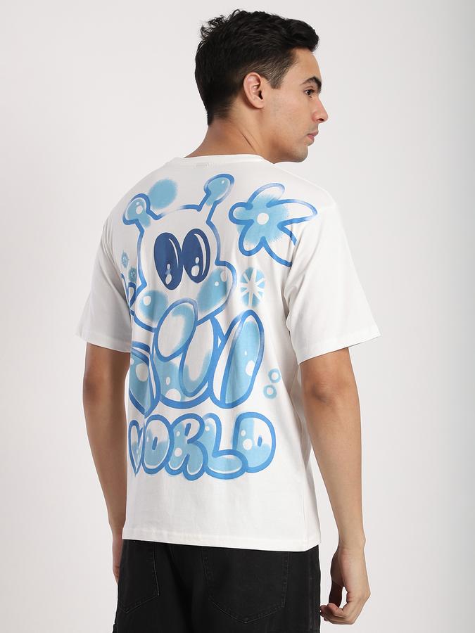 R&B Men's White Printed T-Shirt
