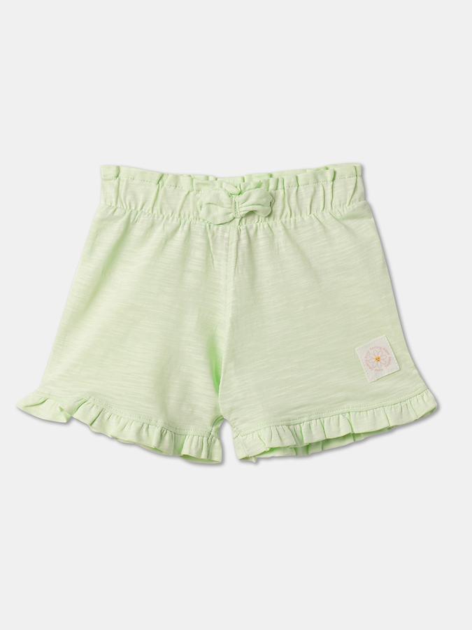 Girls Cotton Regular Fit Paperbag Waist Clean Hem Shorts