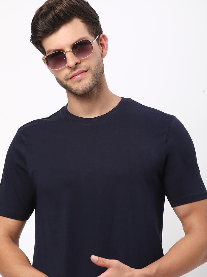 Men Cotton Regular Fit Crew Neck Solid Shirt