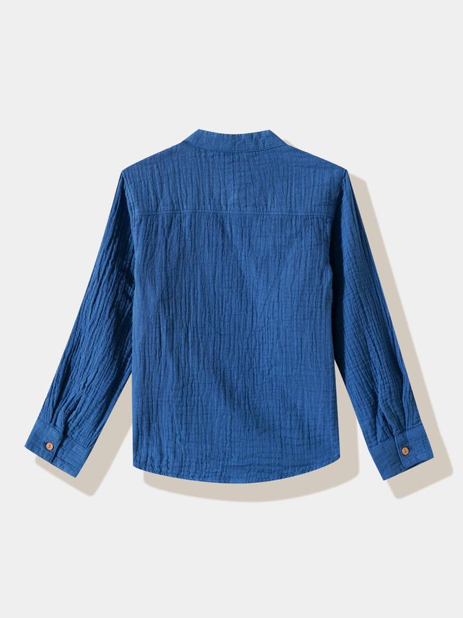 Boys Cotton Regular Fit Long Sleeve Solid Shirt