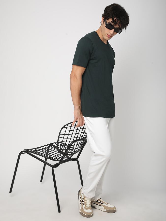 Men Cotton Regular Fit Crew Neck Solid T-shirt