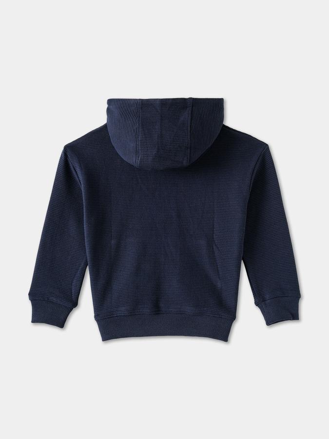 Boys Cotton Relaxed Fit Hooded Textured Hoodie