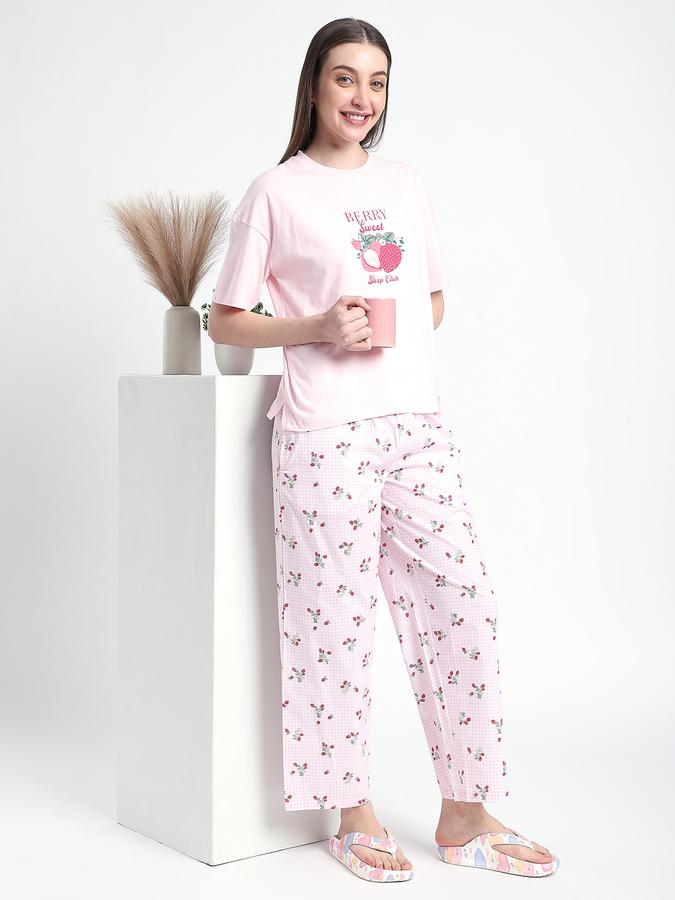 Boys Cotton Regular Fit Crew Neck Printed Sleepwear Set