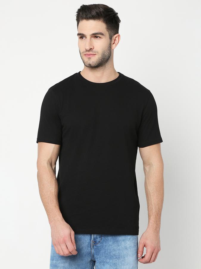 Men Cotton Regular Fit Crew Neck Solid T-shirt
