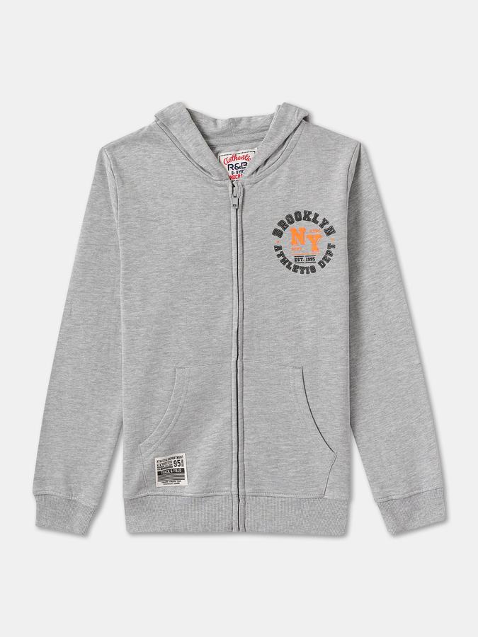 Boys Cotton Hooded Zip Up Graphic Print Jacket