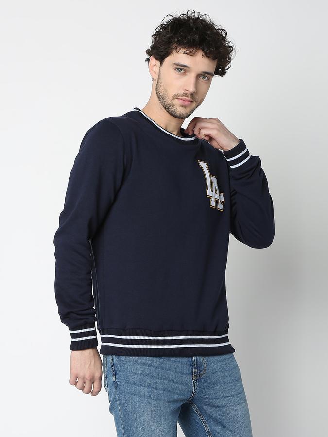 Men Cotton Regular Fit Crew Neck Solid Sweatshirt