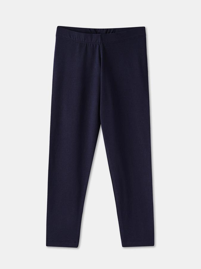 Girls Solid Full Length Mid Rise Legging