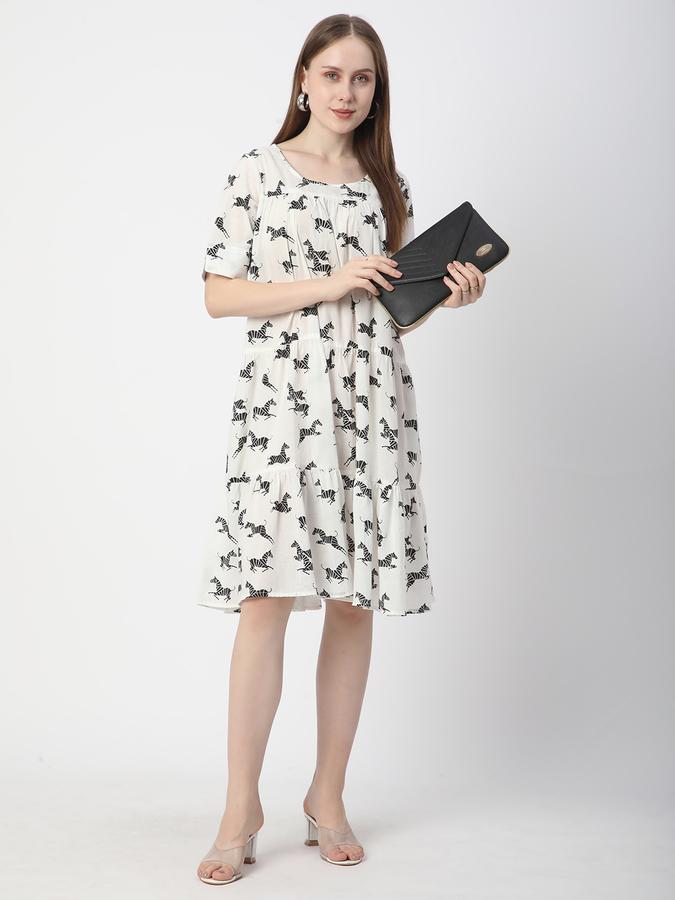 Women Cotton Printed Tiered Ethnic Dress