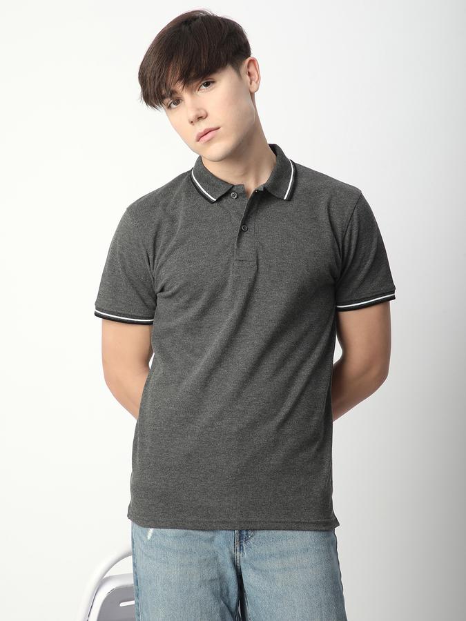 Solid Men Peter Pan Collar T-Shirt image number 0