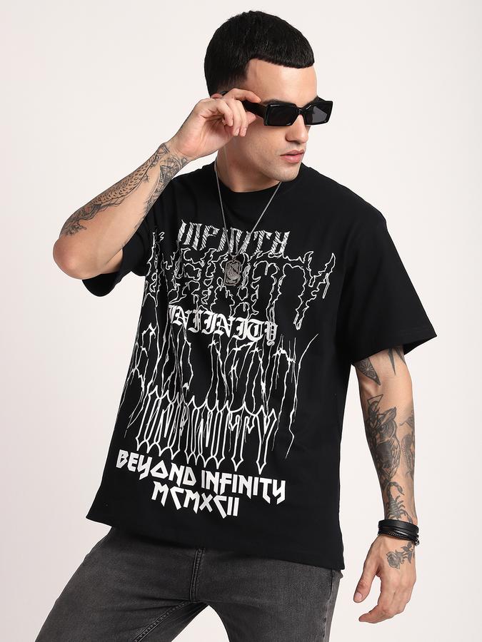 R&B Men's Black Printed T-Shirt
