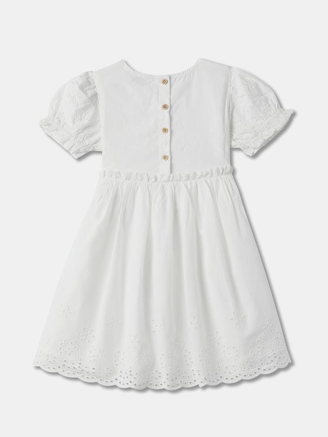 Embroidered A-Line Dress with Puffed Sleeves image number 1