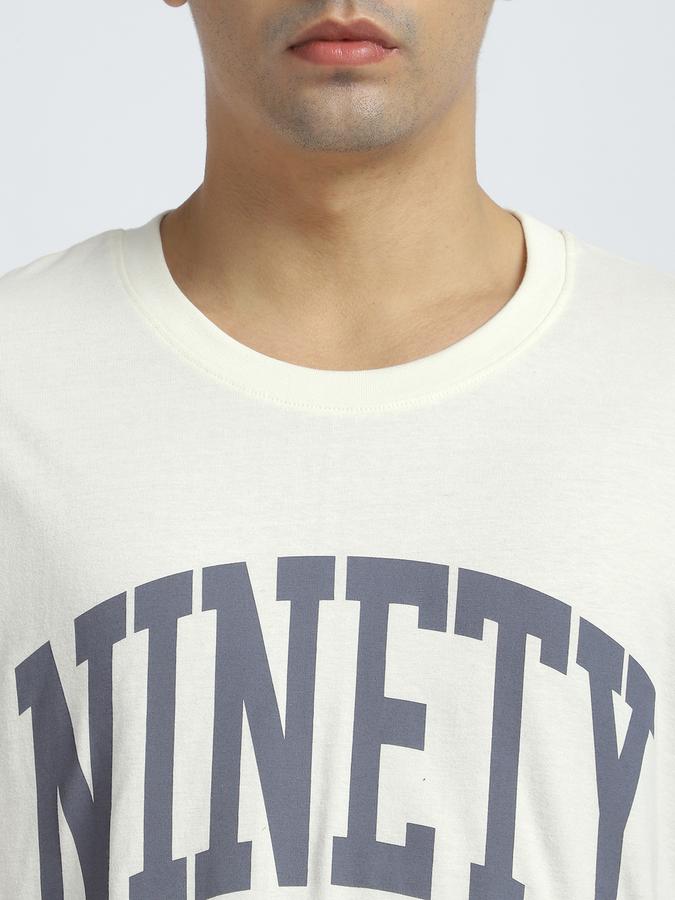 R&B Men's Cream Printed T-Shirt