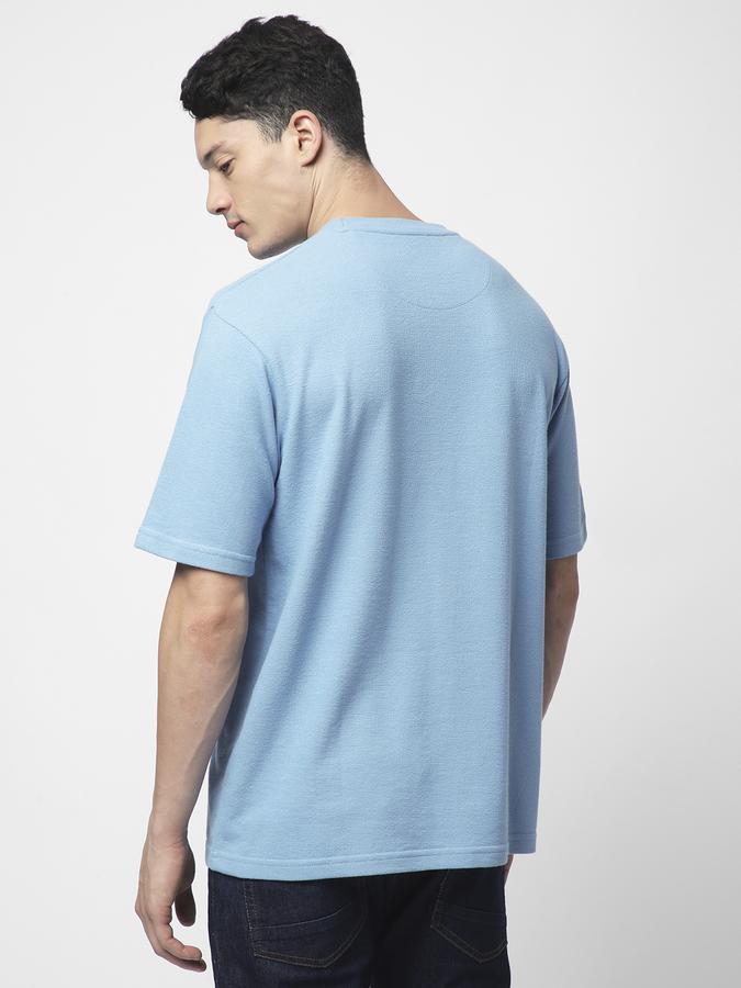 Men Cotton Blend Relaxed Fit Crew Neck Solid T-shirt