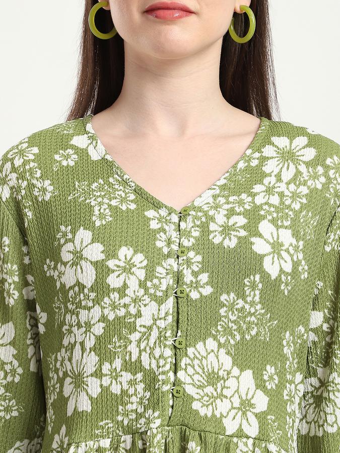 Women Polyester A-Line Midi Floral Dress