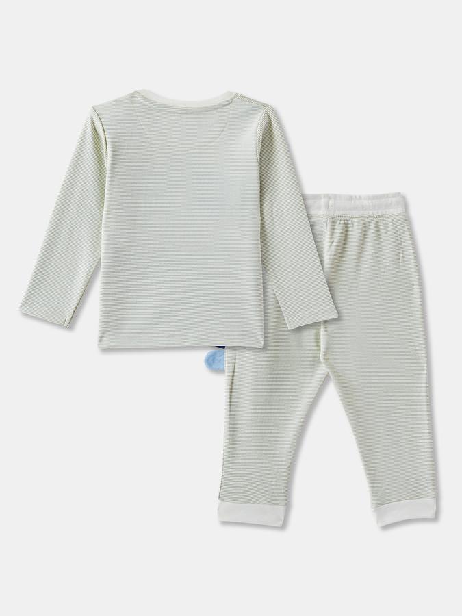 Boys Striped Full Sleeves T-shirt with Trousers Fashion Set
