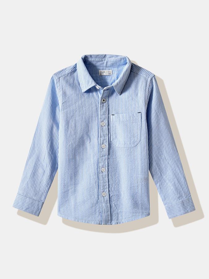 Boys Cotton Regular Fit Long Sleeve Striped Shirt
