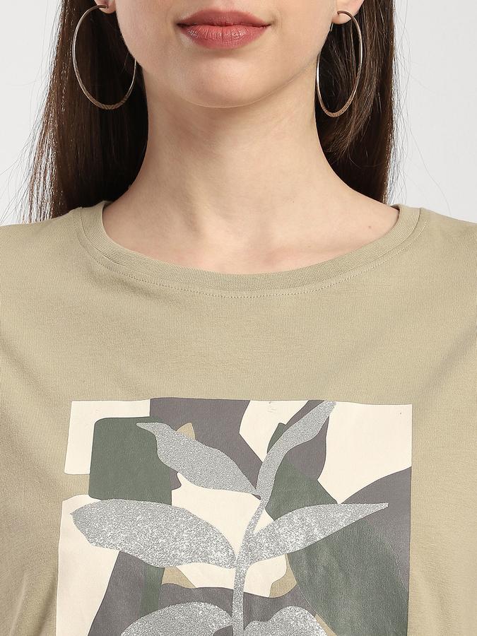 Women Cotton Regular Fit Round Neck Graphic T-shirt