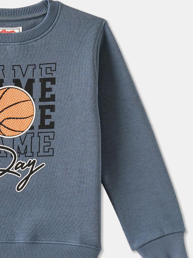 R&B Boys' Blue Printed Sweatshirt