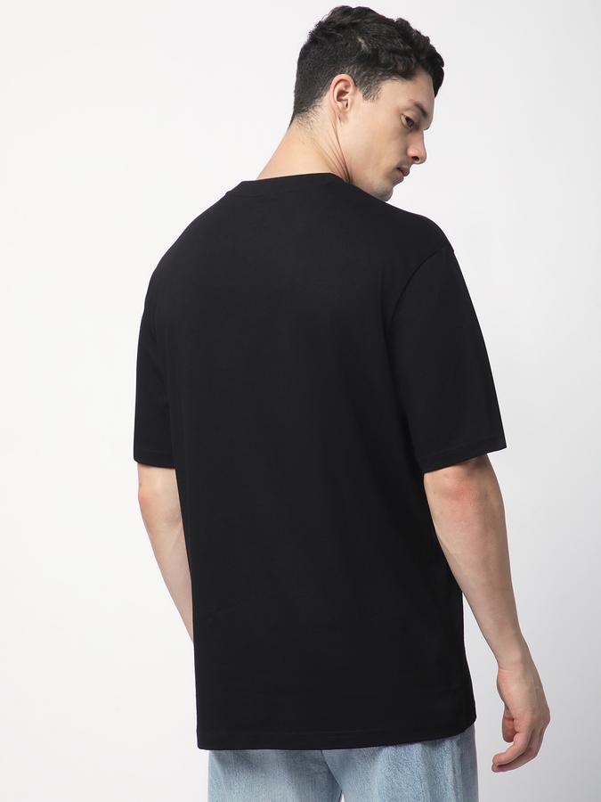 Men Cotton Relaxed Fit Crew Neck Typographic T-shirt