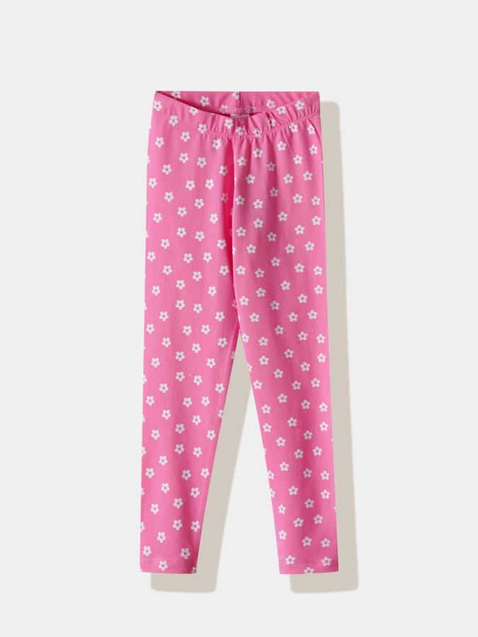 Girls Cotton Skinny Fit Elastic Waist Printed Leggings