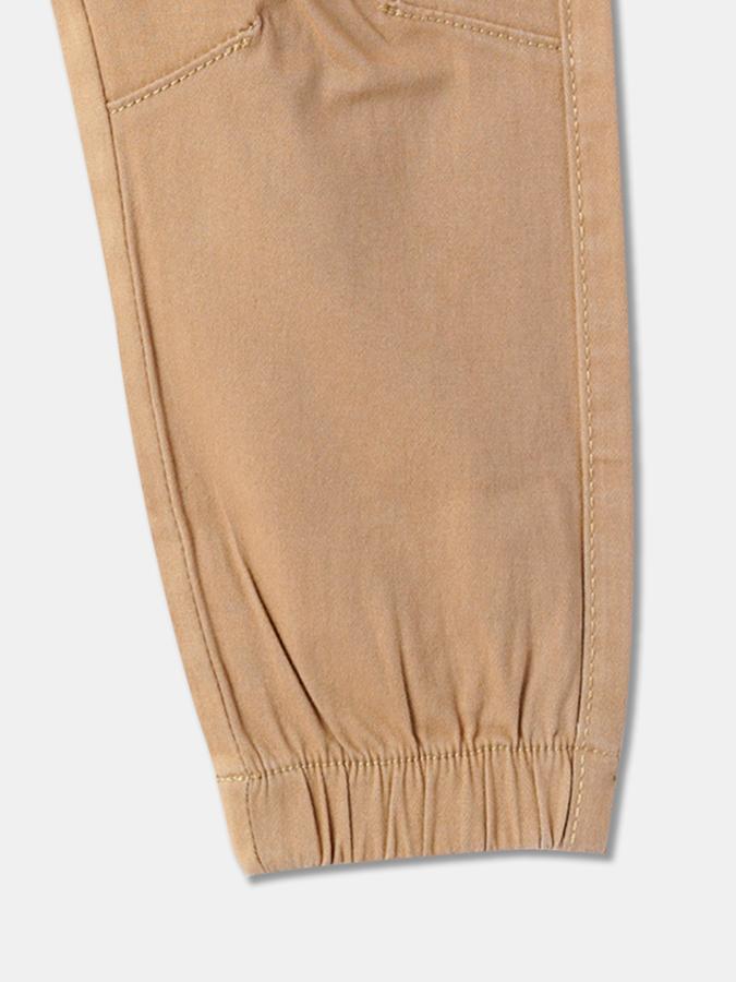 Girls Cotton Relaxed Fit Drawstring Waist Solid Trousers