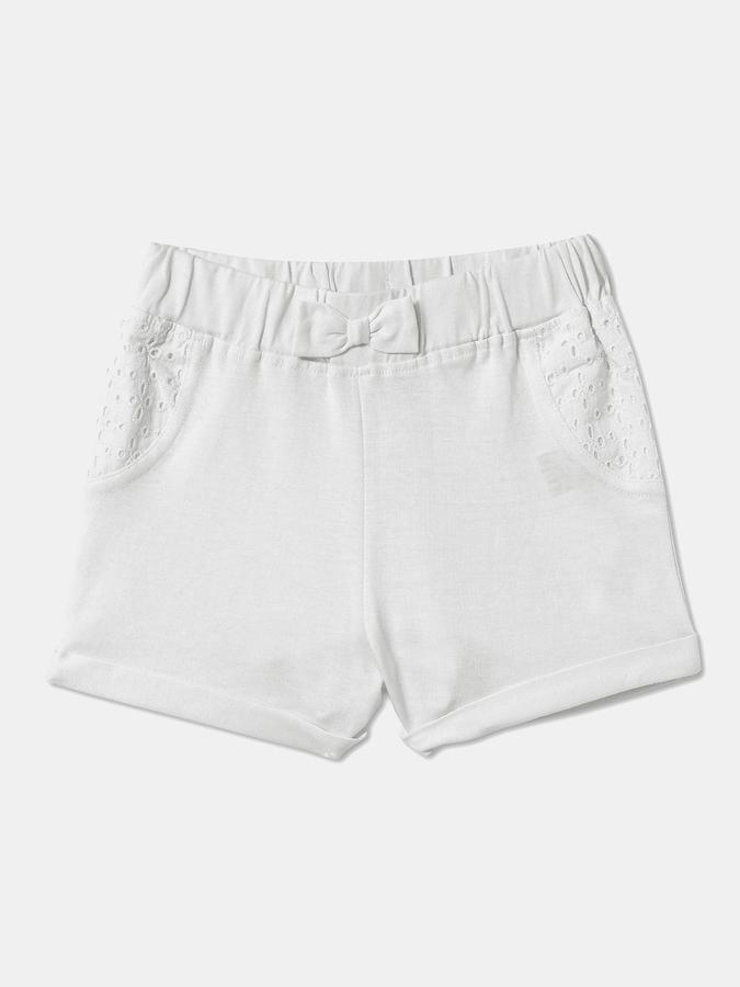 Girls Cotton Regular Fit Elastic Waist Cuffed Hem Shorts