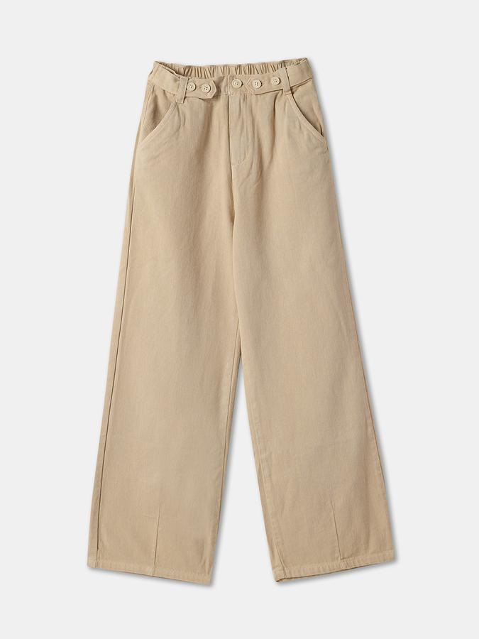 Boys Wide Leg Solid Elastic Waist Trouser
