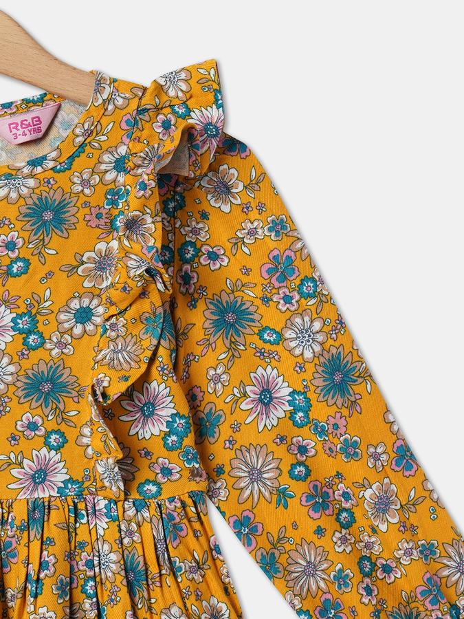 Girls Floral Print A-Line Dress image number 2