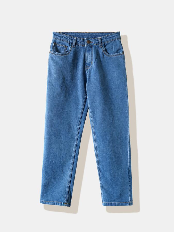 Boys Cotton Regular Fit Mid Rise Clean Hem Jeans