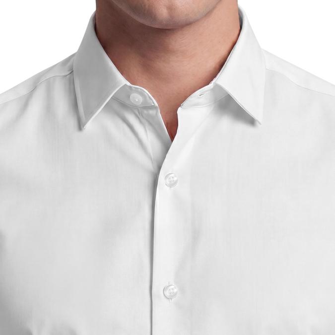 R&B White Solid Mens Spread Collar Long Sleeves Shirt 