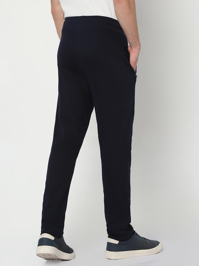Men Cotton Tapered Fit Drawstring Waist Open Hem Trackpants
