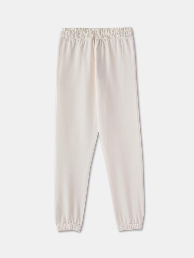 Girls Cotton Regular Fit Drawstring Waist Cuffed Hem Joggers