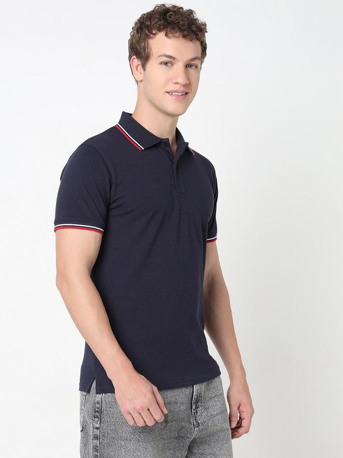 Contrast Tipping Polo T-Shirt with Short Sleeves image number 2