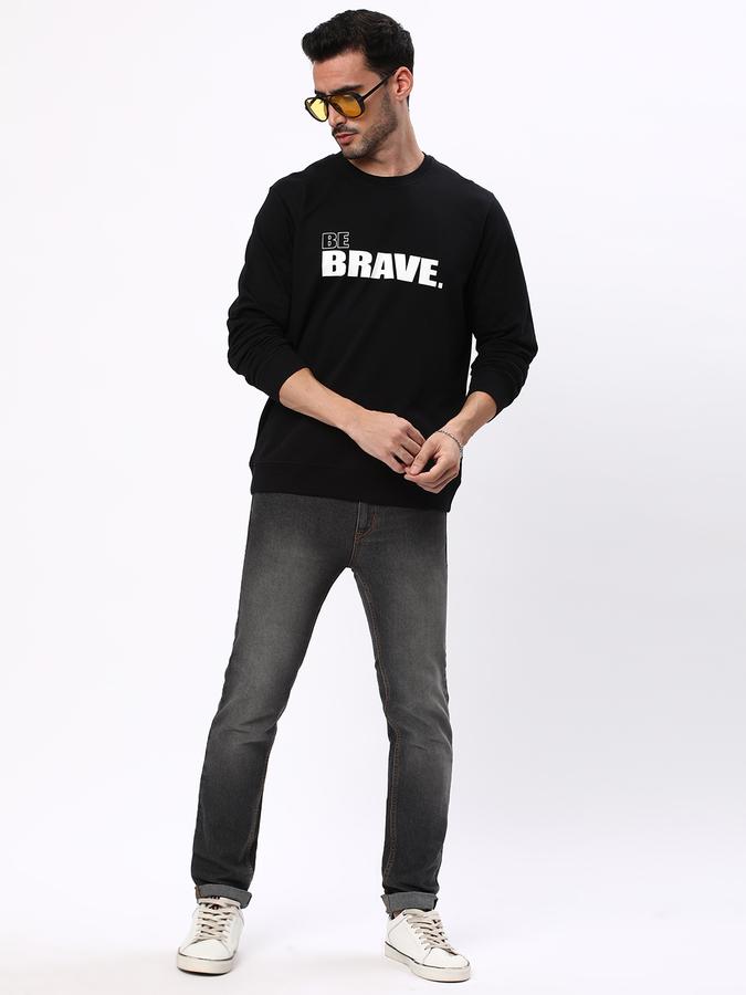 Men Cotton Regular Fit Crew Neck Graphic Sweatshirt