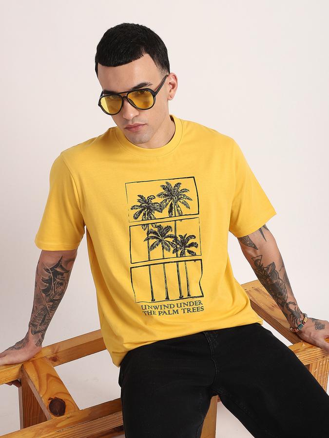Men Cotton Relaxed Fit Crew Neck Graphic T-shirt