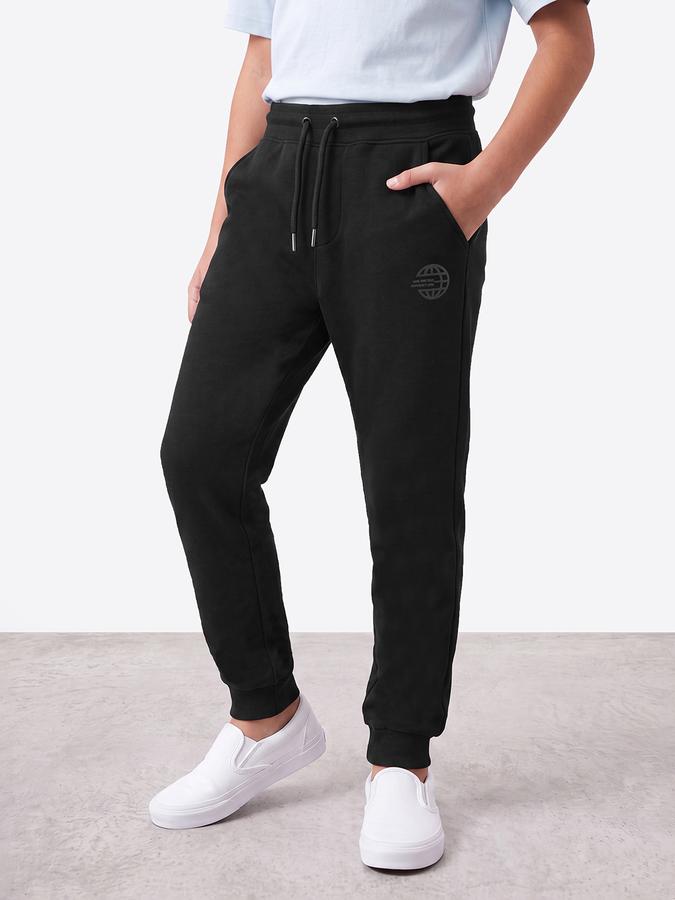 R&B Boys Black Printed Pure Cotton Mid Rise Joggers