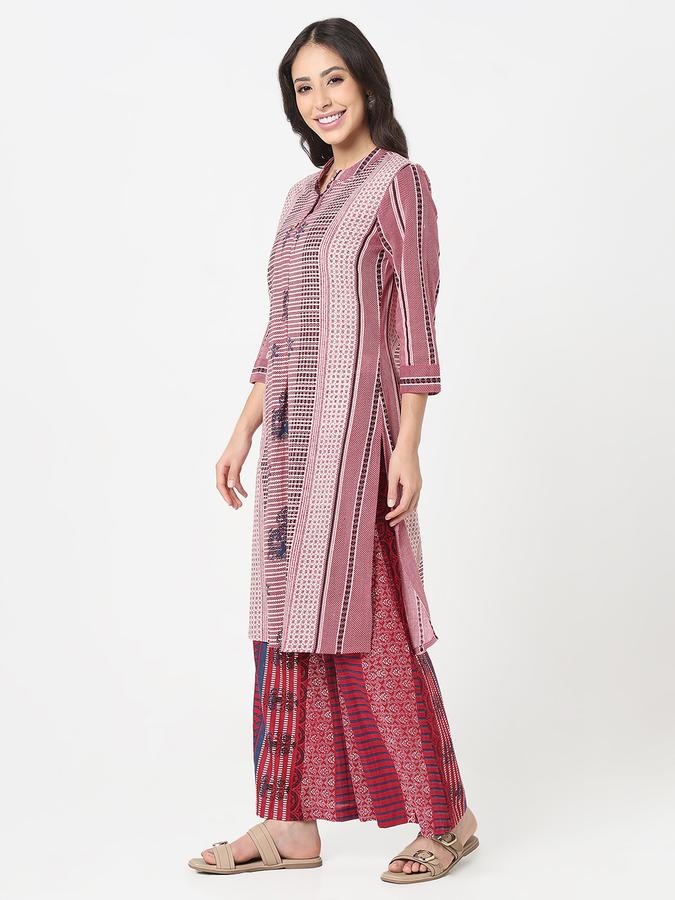  R&B Women's ethnic mandarin collar printed kurta with pallazo set  image number 2