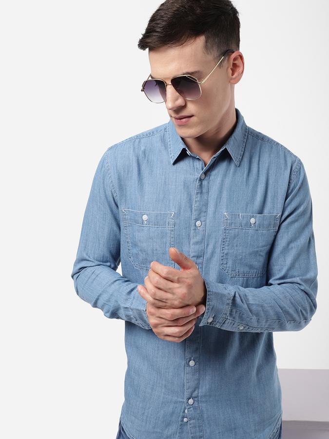 R&B Blue Men Casual Shirts image number 0
