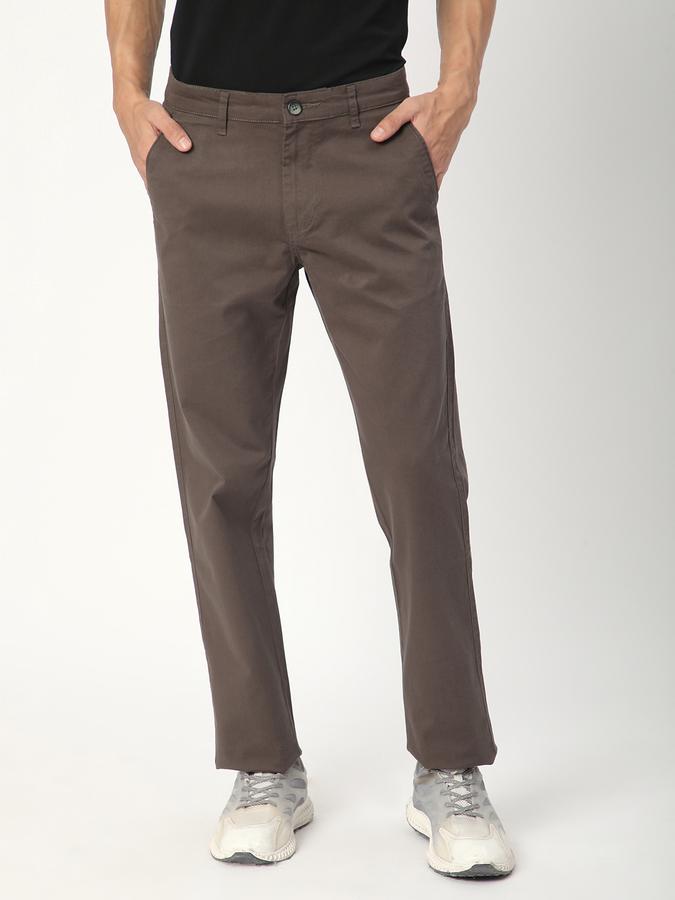Men Cotton Regular Fit Flat Front Solid Trousers