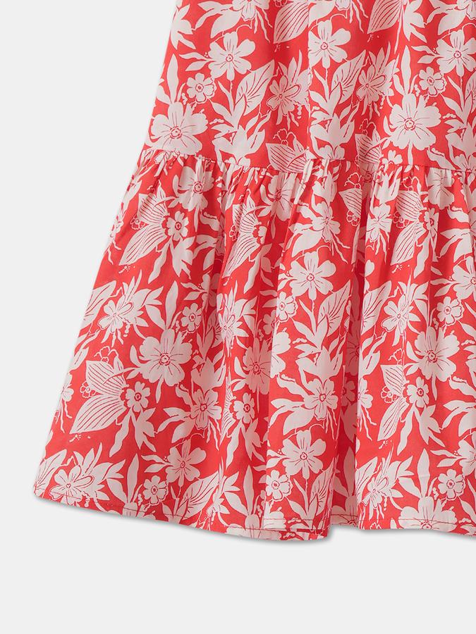 Girls All Over Printed Short Sleeve Square Neck Regular Dress