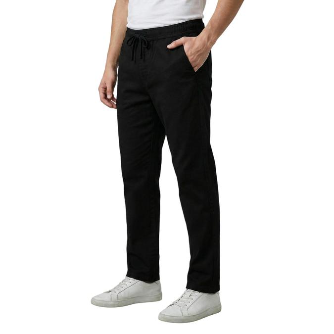 R&B Black Solid Men Regular Fit Trousers